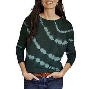 J Jill Tie Dye Crewneck Long Sleeve Pullover Sweater Cotton Viscose Blend Soft